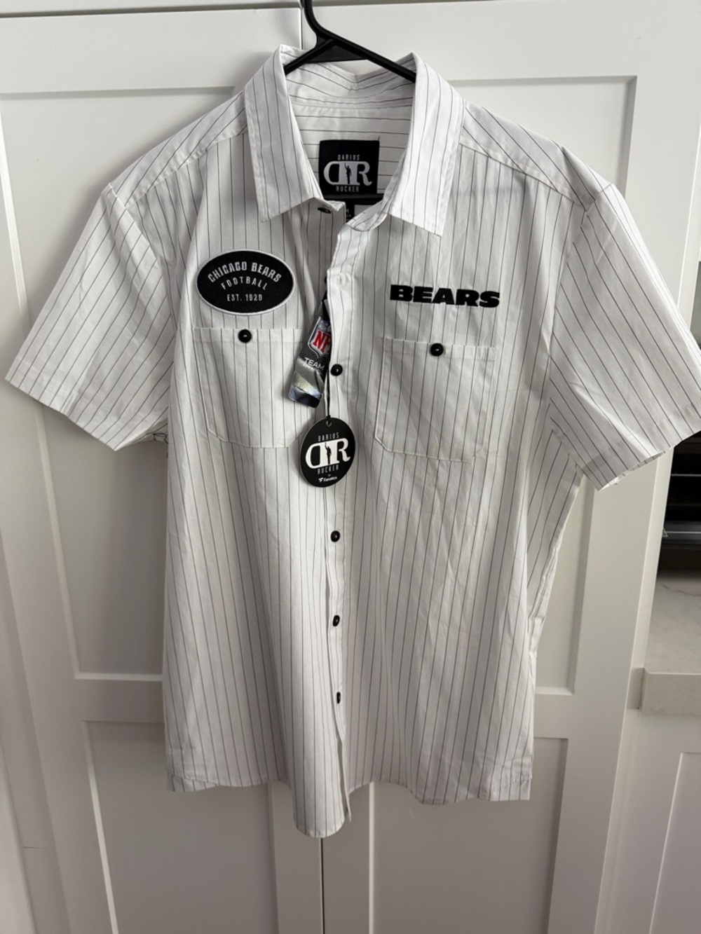 Chicago Bears White Pinstripe Short-Sleeve Shirt by Darius Rucker
